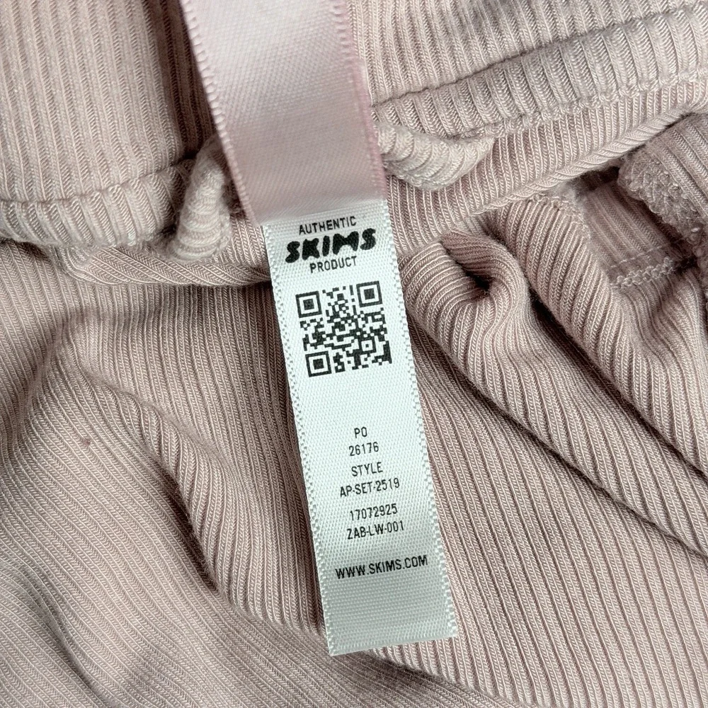 SKIMS Women's M Light Pink Soft Lounge Ribbed Modal Button Down Pajama Sleep Top